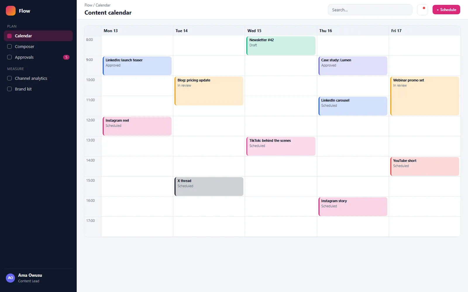 Automated Content Publishing: Content calendar