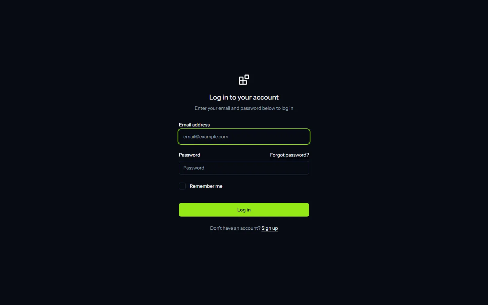 Blueprint CRM: Sign in