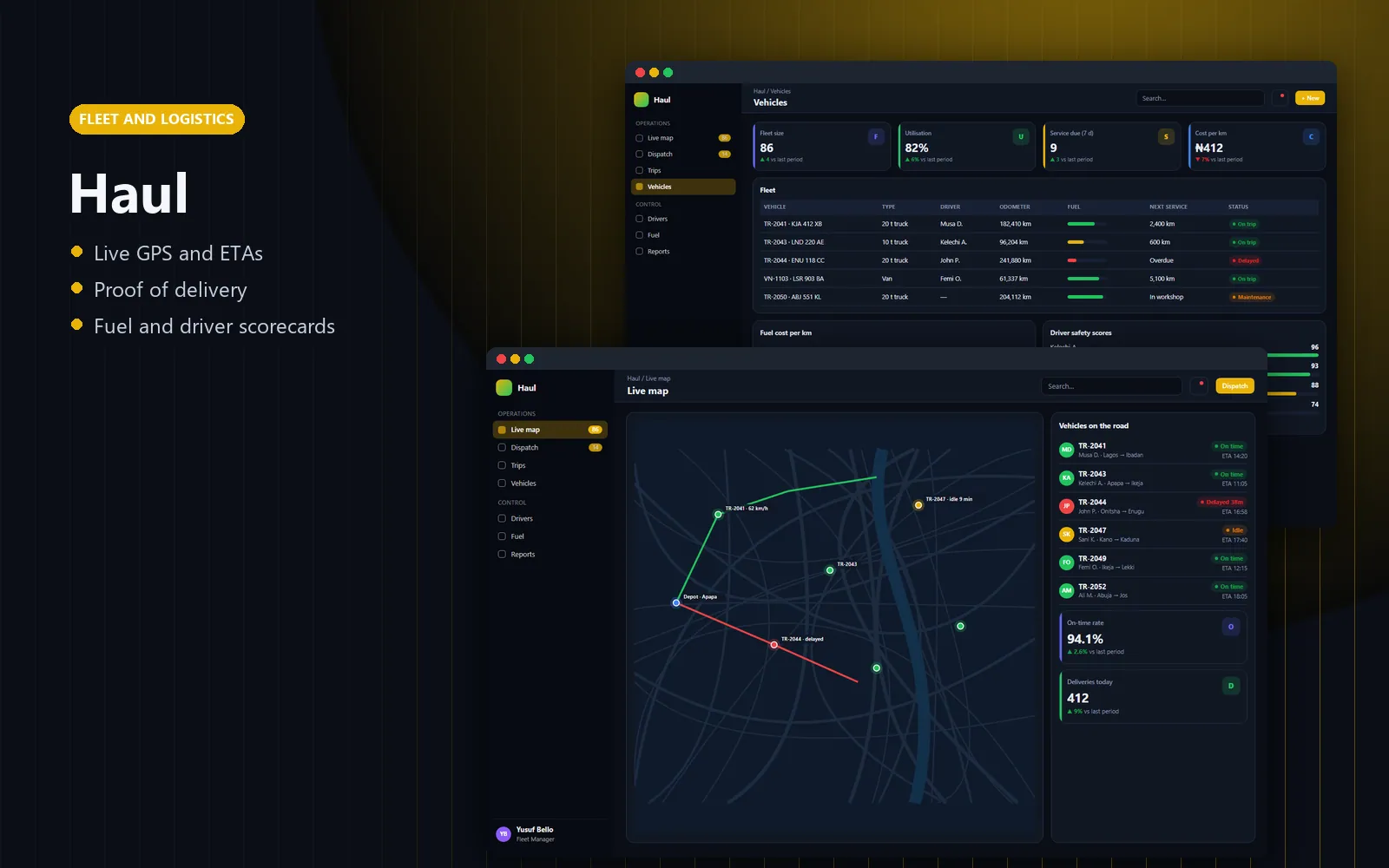 Haul Fleet and Delivery Tracker: Overview