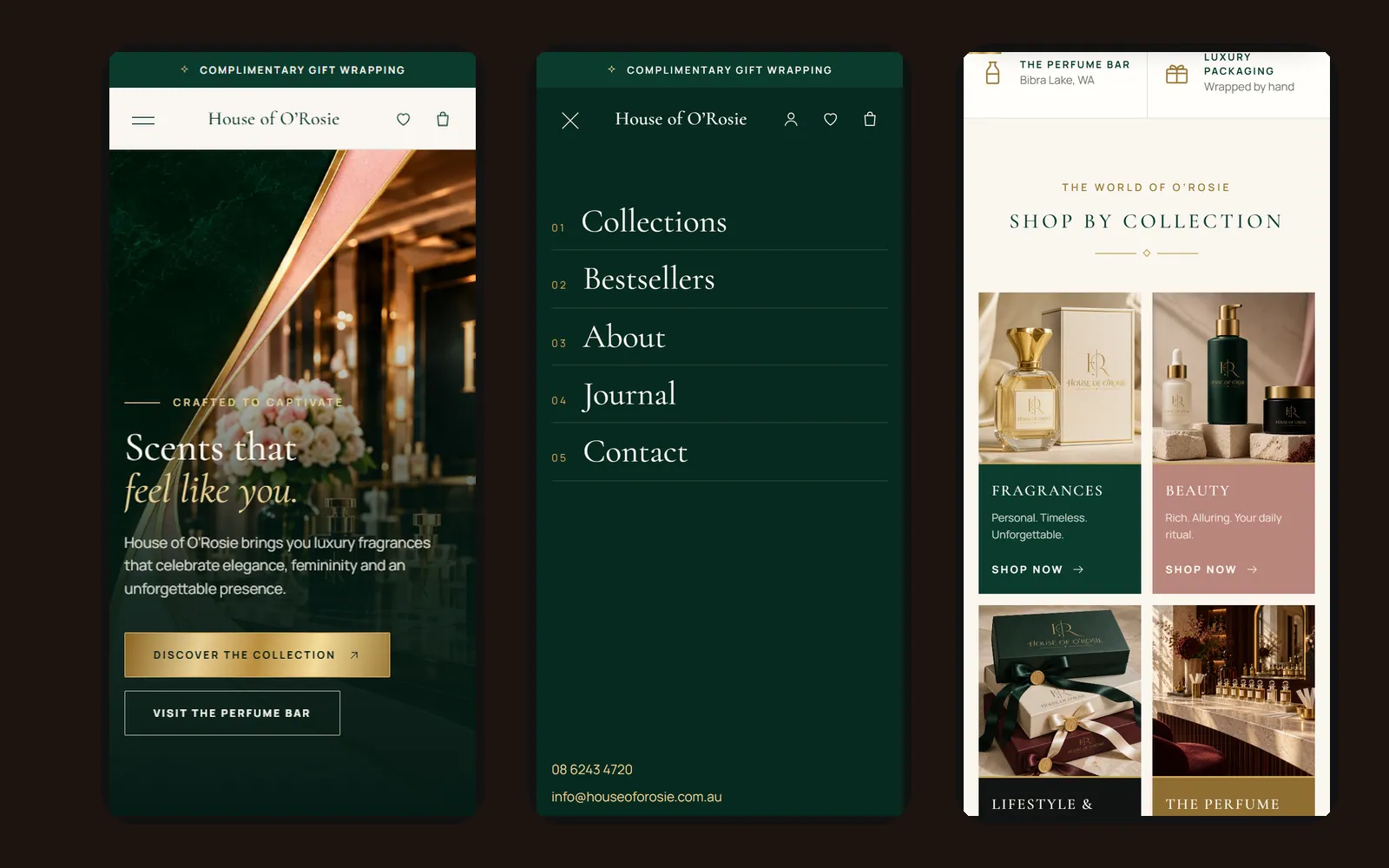 House of Orosie: Mobile: home, menu and collections